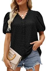 Female Tops and T-Shirt Custom Cotton Lace Shirt Short Sleeve Compression Embroidered Shirt