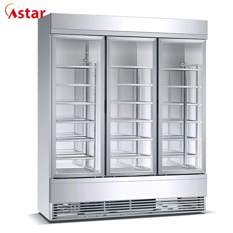 Commercial Luxury Stainless Steel Double Bigger Doors Display Showcase