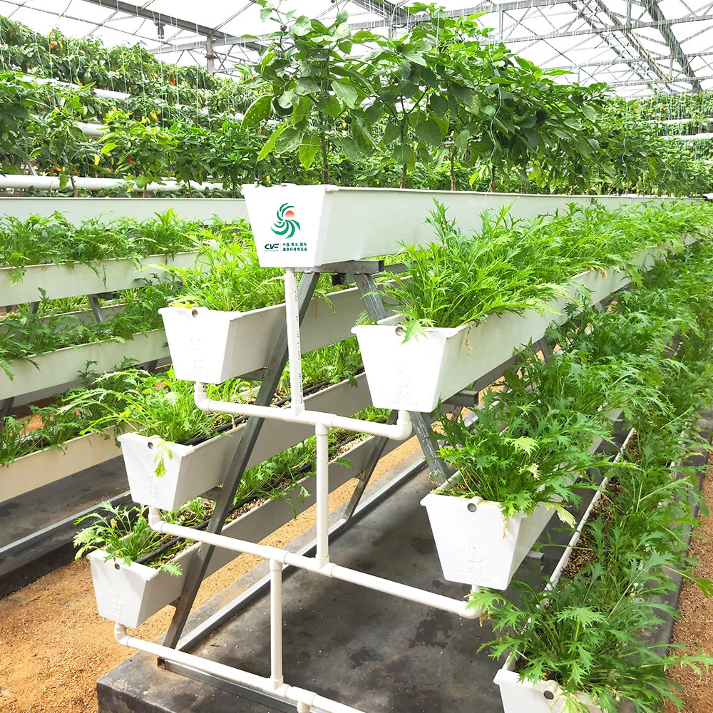 La agricultura industrial vertical de PVC de efecto invernadero Hidroponía sistemas de cultivo con luz/Refrigeración/Calefacción ventilador de sistema