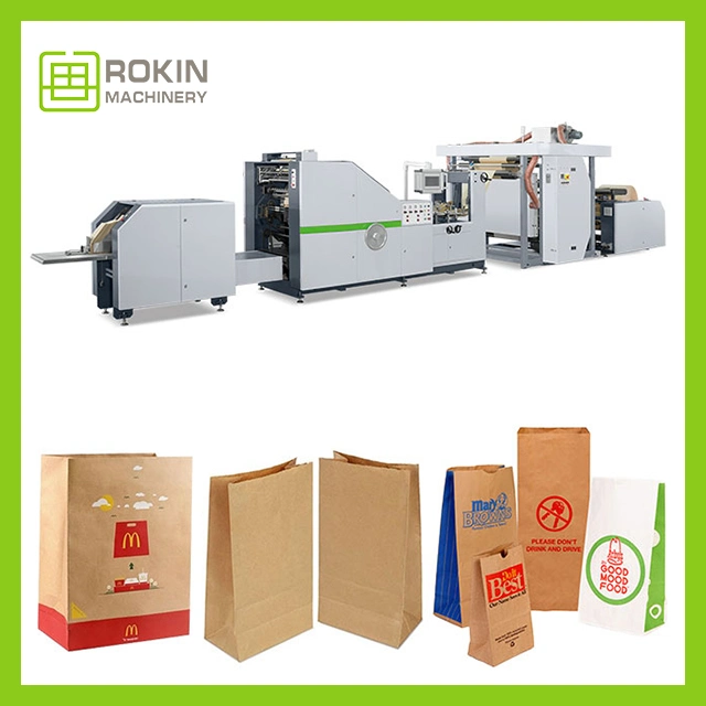 Fully Automatic Sos Shopping Kraft Brown Square Bottom Paper Bag Making Machine