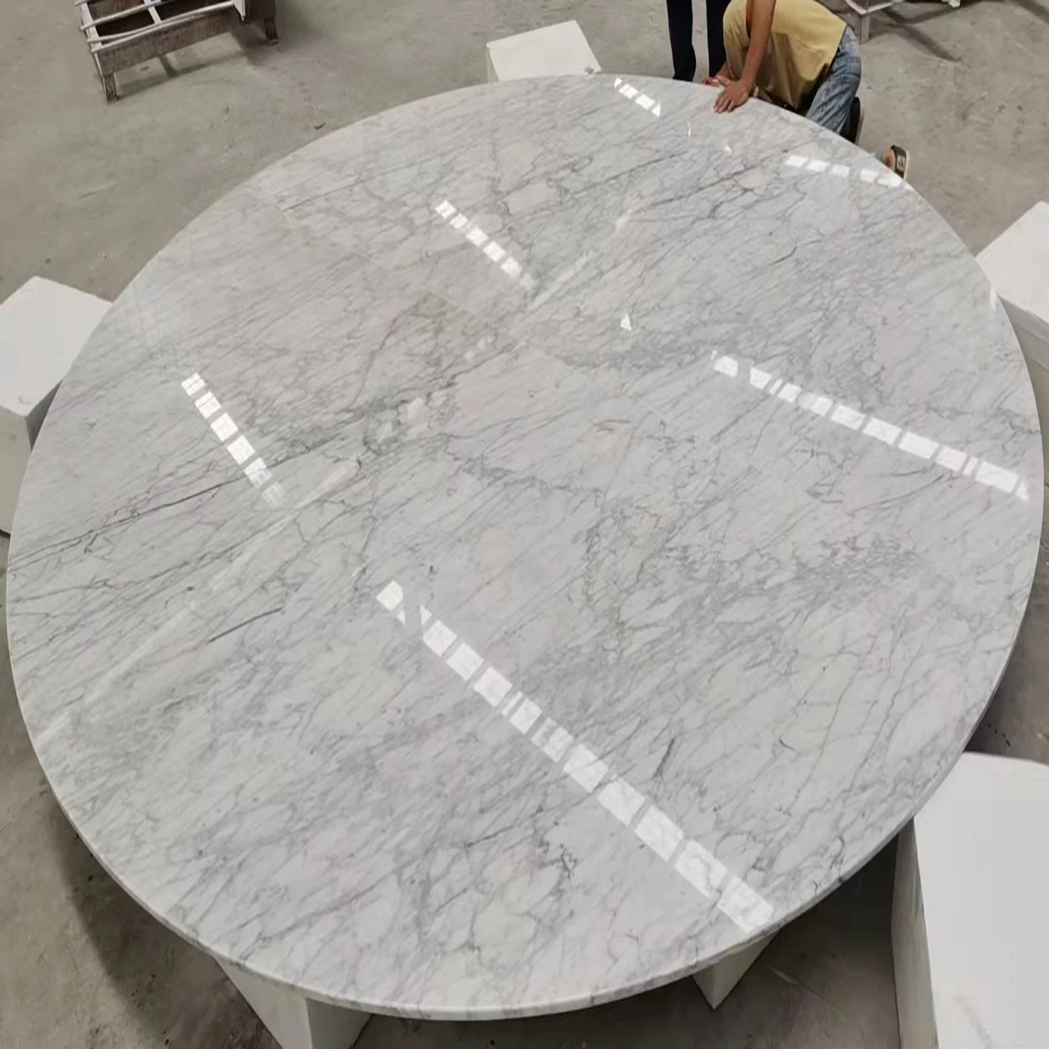 Projet d'hôtel Table en pierre blanche italienne Bianco Carrara Comptoir en marbre Comptoirs
