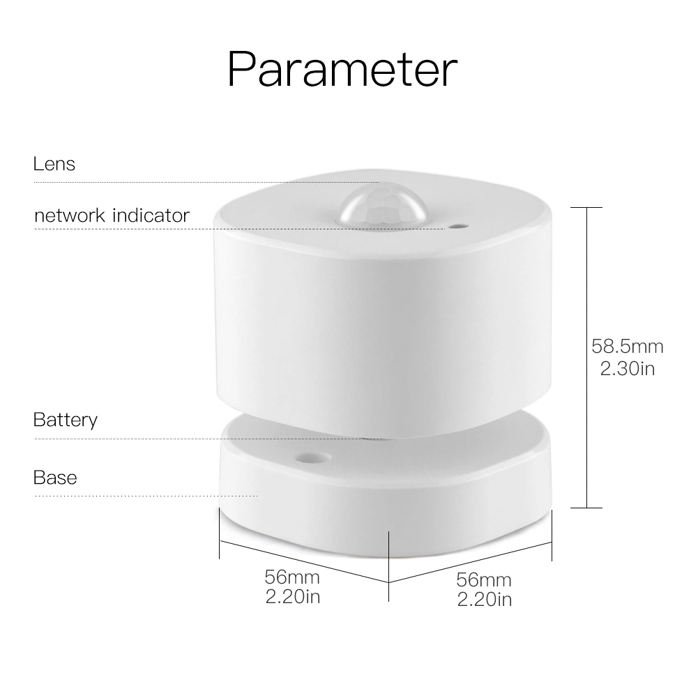 Tuya Zigbee Sensor de movimiento infrarrojos Detector de larga distancia con luz LED