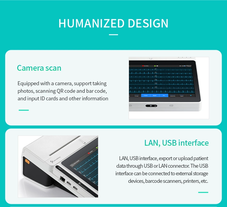 Máquina de ECG, electrocardiograma, máquina portátil de ECG, máquina de ECG Portabl, máquina de ECG de 12 derivaciones