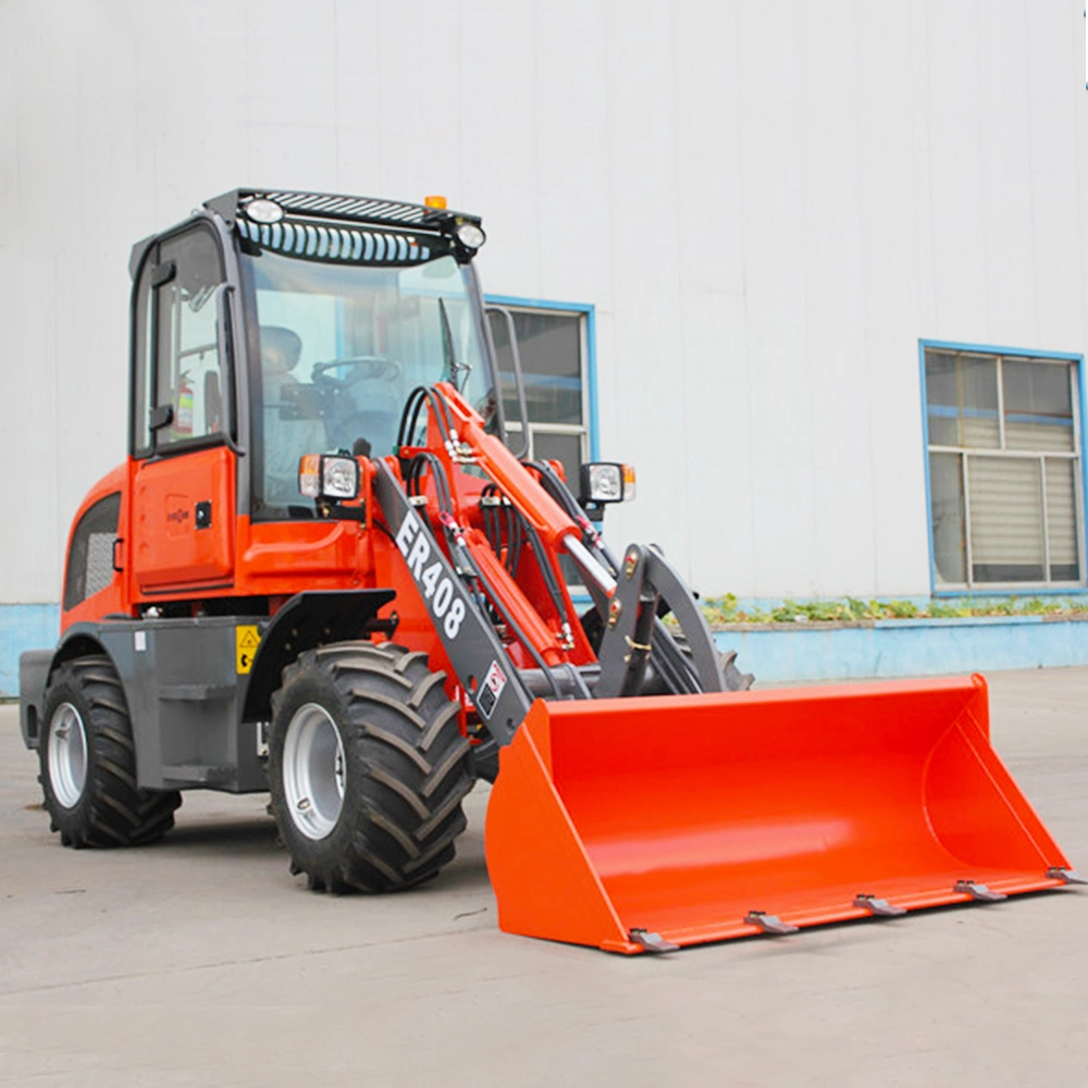 Everun Er408 800kg EPA CE high quality S355 steel material Hydraulic Compact Articulated bucket Mini Wheel Loader