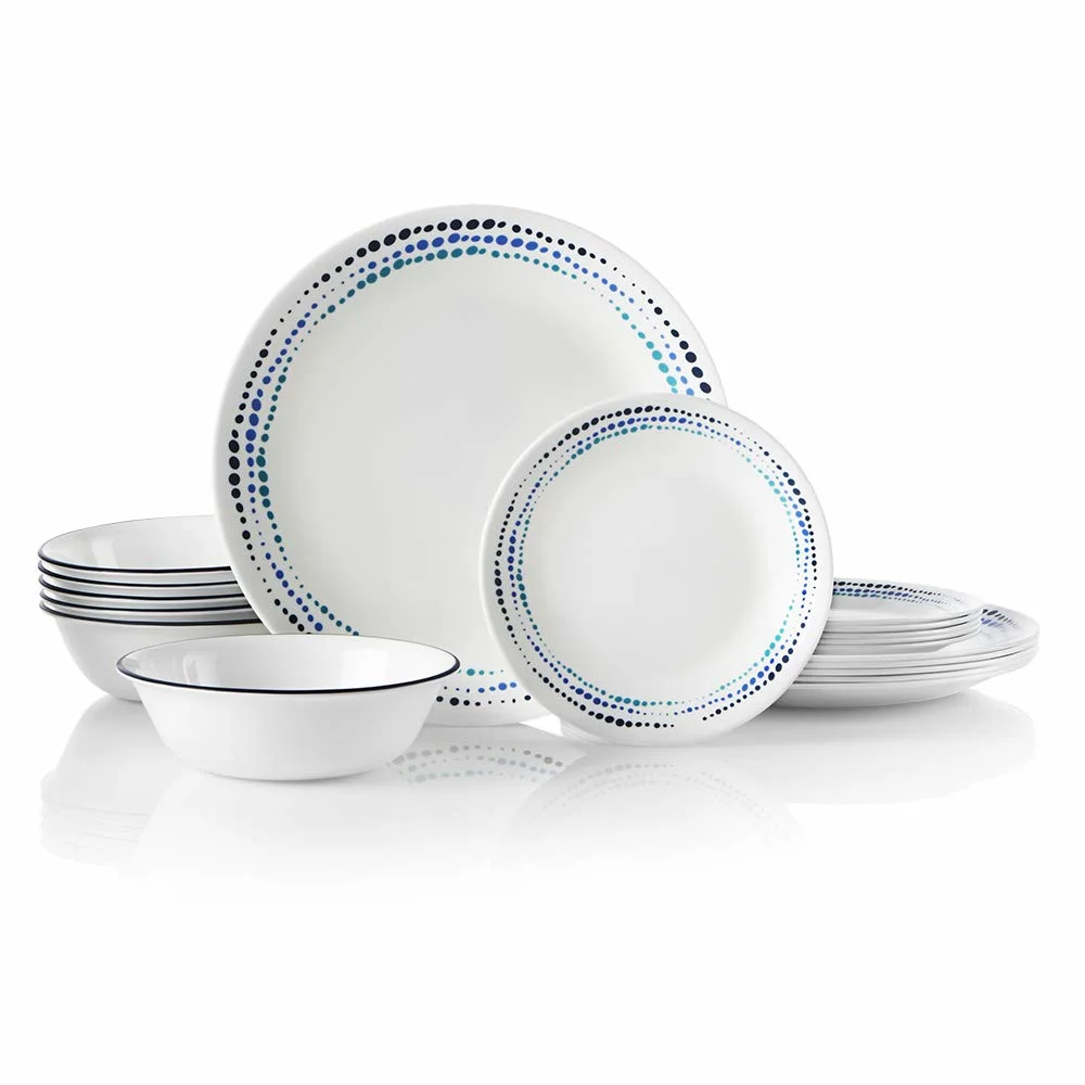 Großhandel Bone China Porzellan Set Home Ware Porzellan Dinner Set Service für 6, Chip resistent, Winter Frost White Porzellan Set, 18-teilig