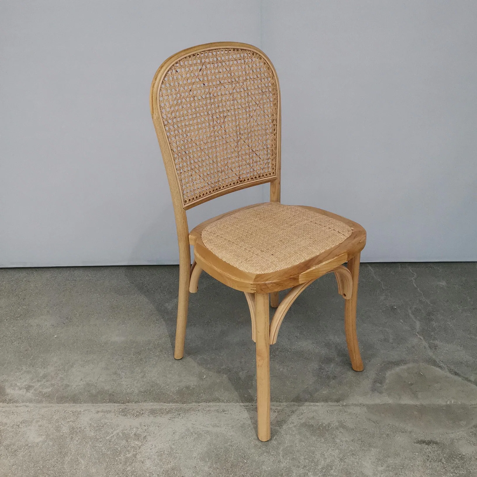 Stackable Wood Rattan Back Dining Chair for Sale