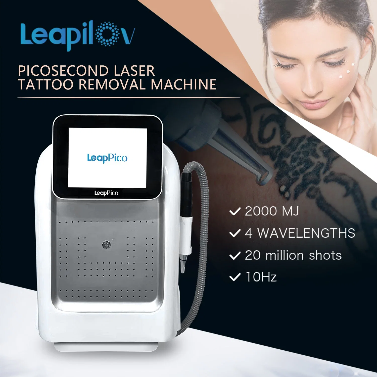 Laser Tattoo Removal Q Switched laser Picocare Machine 755nm Head Portable Picosecond Laser Picolaser