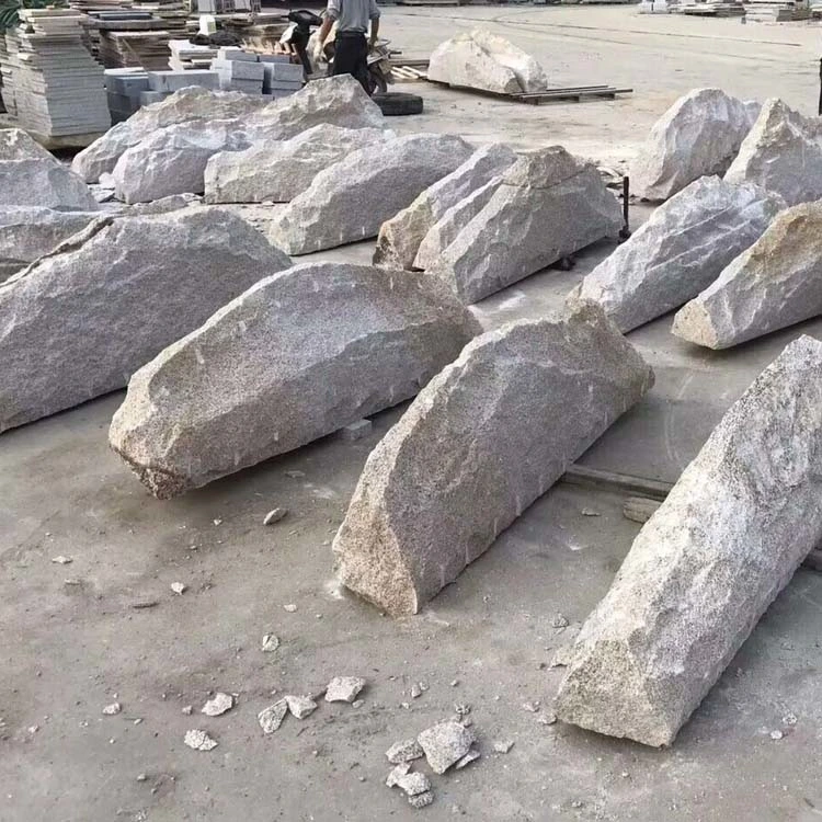 Natural Split Yellow Beige Granite Fake Mountain Stone Rocks para Piedras de Jardín ajardinado