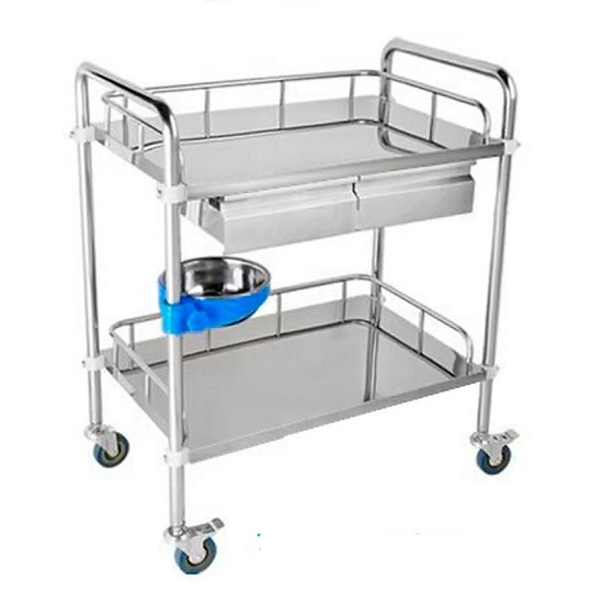 Medical duas prateleiras de aço inoxidável Carrinho móvel do Hospital Cart (PW-813)