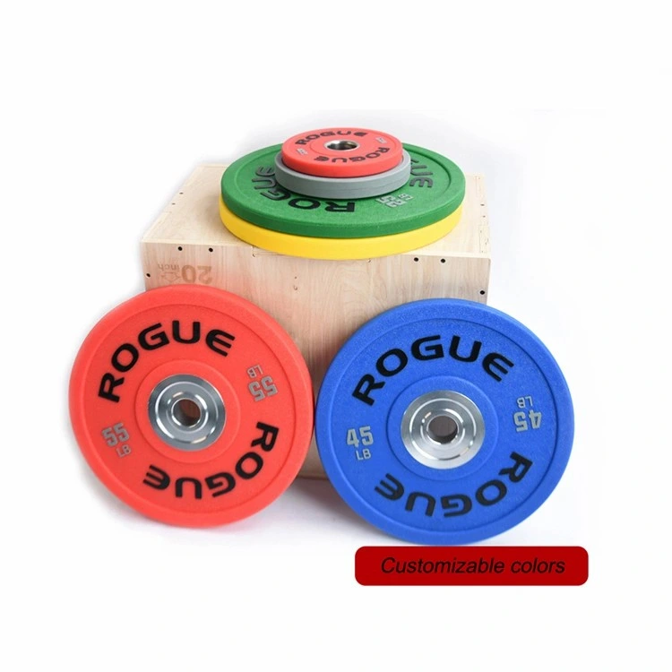 Adelgazar Ejercicio competitivo Barbell de caucho de color personalizado conjuntos de conjuntos de placas de paragolpes de peso