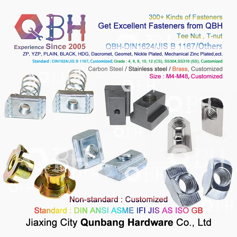 Qbh Customized Industrial Aluminum Frame Structures Windows & Doors T Slot Slotting Slotted Sliding Aluminum Aluminium Alloy Profile Hammer Nuts Accessories