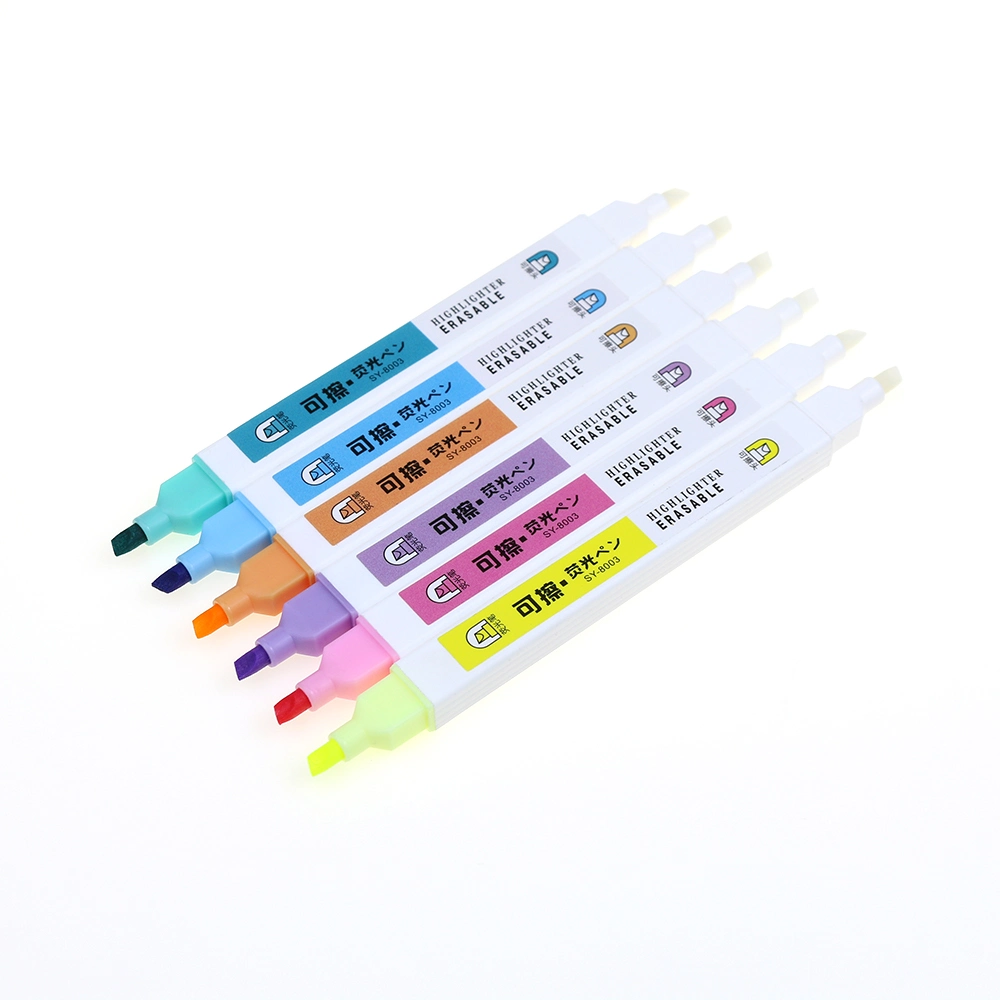 Dual Tip 6 Colors Erasable Highlighter for Office and School.