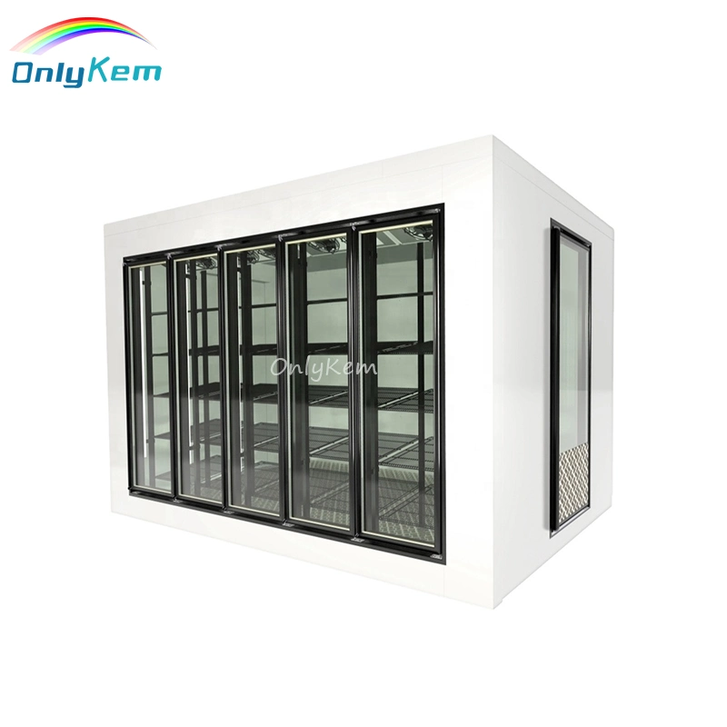 Bottle/Dairy/Juice/Frozen Food Glass Display Walk-in Cold Room