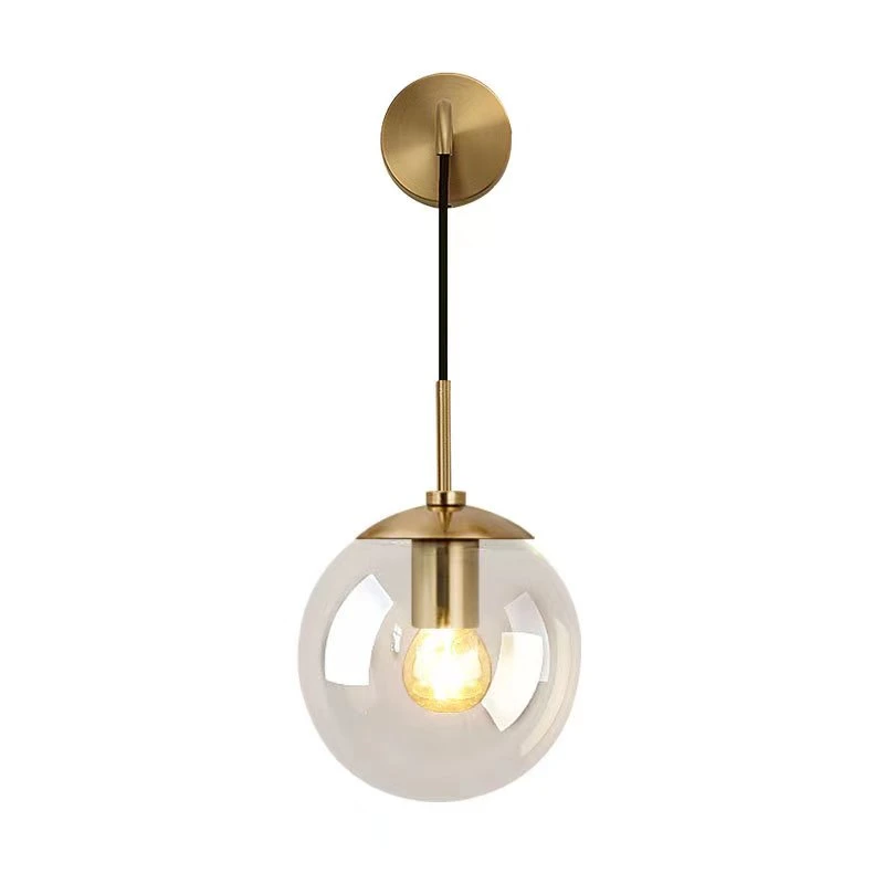 Post-Modern American Simple Retro Glass Ball Brass Gold LED Chandelier