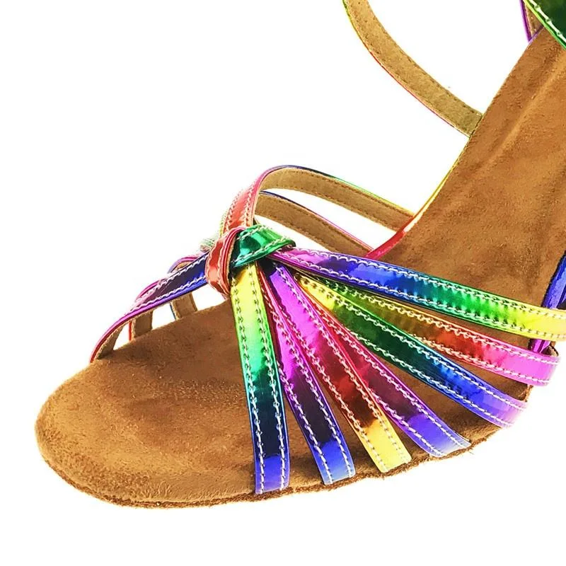 Rainbow Colors suela exterior Salsa Zapatos PU Baile de baile