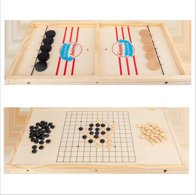 Two-in-One Funning Wooden Table Hockey Wooend Sling Puck Game Parent-Child Interactive