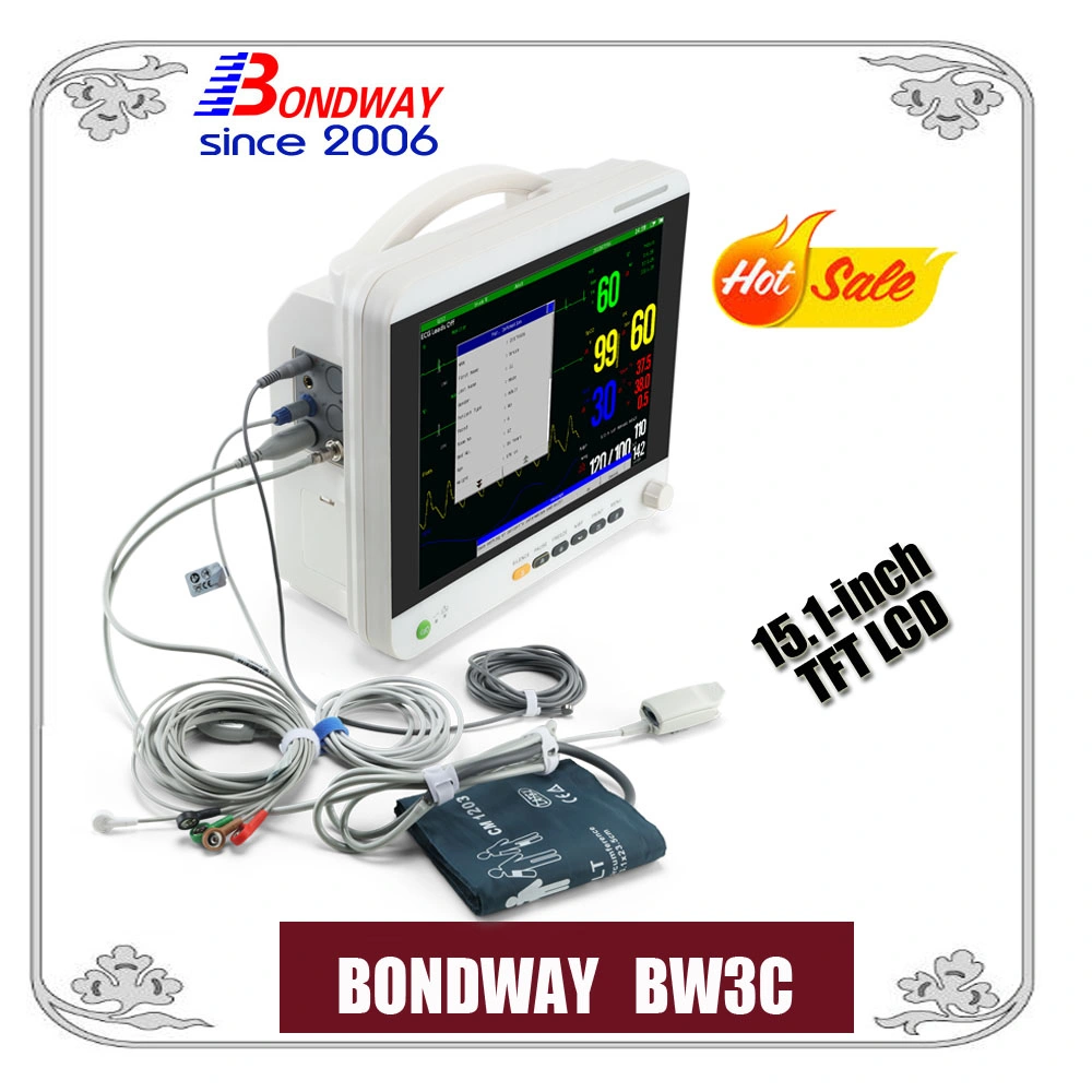 Patient Monitor, Medical Equipment, Bedside Patient Monitoring System with 15 Inch Large TFT LCD Display, Hospital Equipment