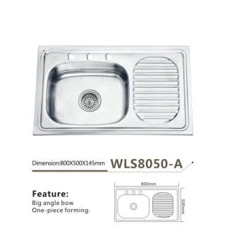 Stainless Steel Sink Kitchen Single Bowl with Sink Single Board -Wls9643-a