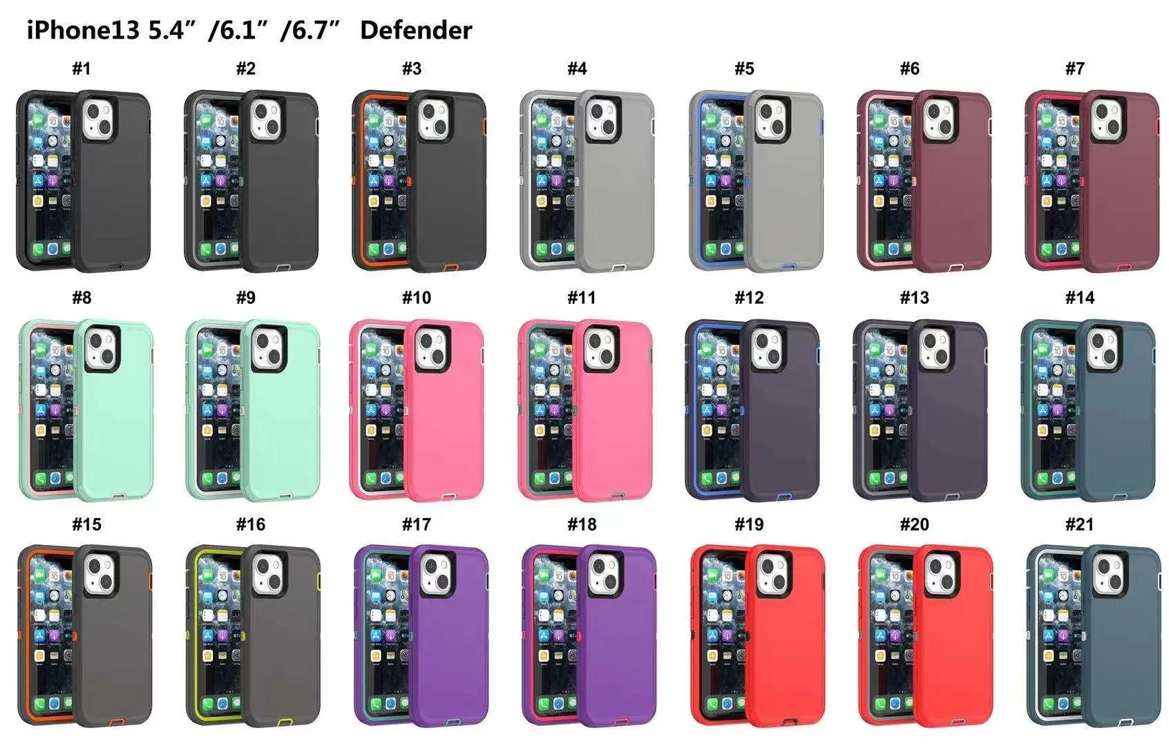 Hot Sale for Defender Mobile Phone Black Case for I Phone13 Series