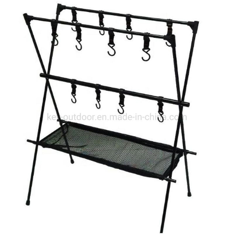 Outdoor BBQ Travel Camping Portable Foldable Barbecue Accessory Rack Cookware Hanger Triangle Storage Rack