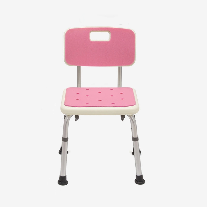 Small Shower Chair 350lb, Pink Padded Bath Seat with Free Assist Grab Bar Medical Anti-Slip Shower Bench Bathtub Stool Seat for Elderly, Senior
