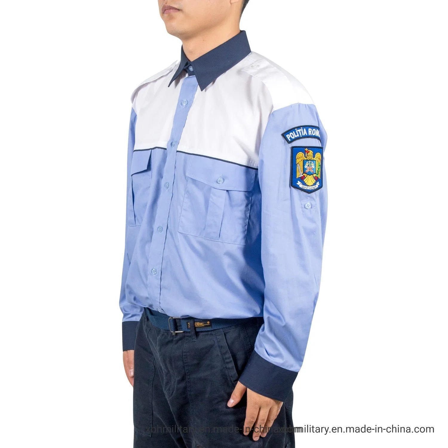 Polyester Cotton Garvenment Splicing Official Long Sleeve Shirt