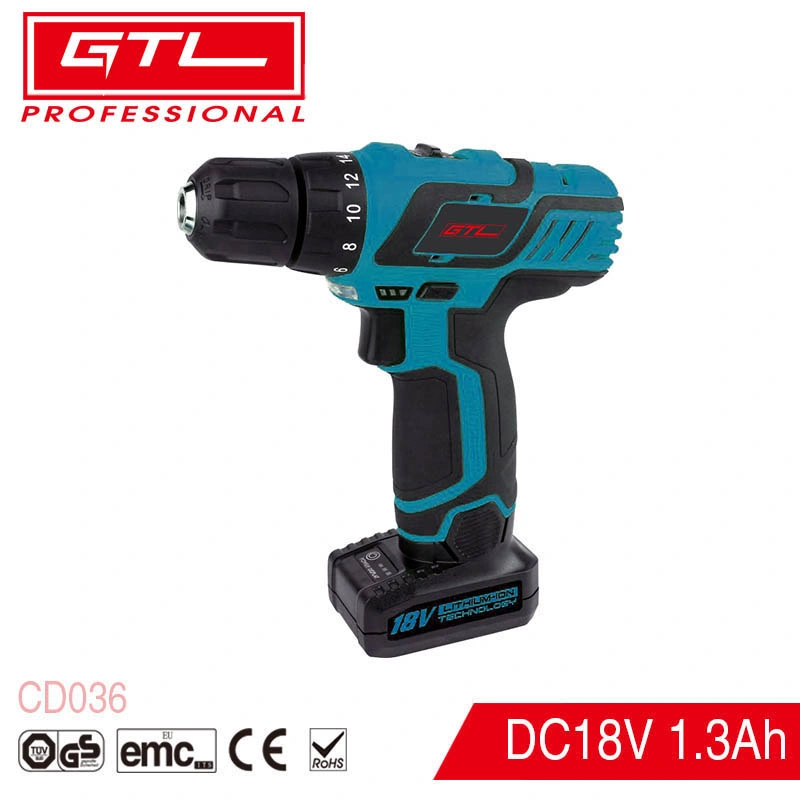 18+1 Clutch Power Tools Electric Screwdriver Battery Rechargeable Cordless Driver Electric Drill Built-in LED Light (CD036)
