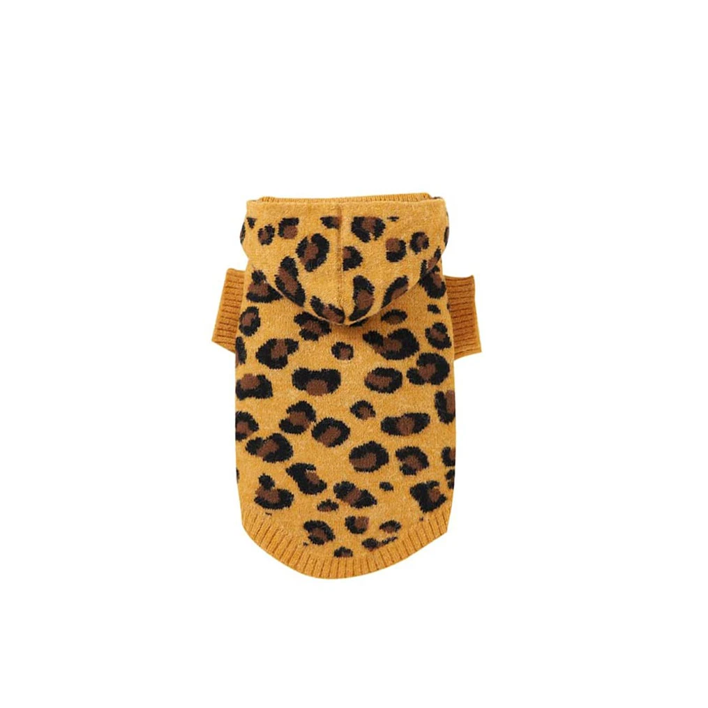 Warme Puppy Leopard Muster Pullover Hundekleidung mit weicher Strickmode Hoodie für doggy Großhandel Außenbekleidung