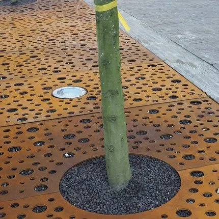 Usine d'approvisionnement en acier Corten couleur rouille de la ronde de la sécurité routière de la grille d'arbre