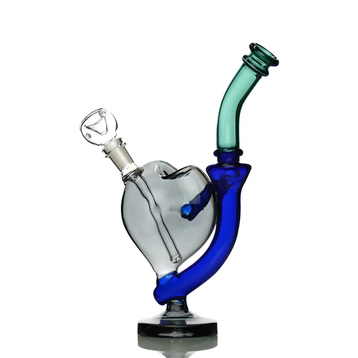 Diseño de corazón reciclado de 9" con un encendedor de cuenco macho Hookah de 14mm