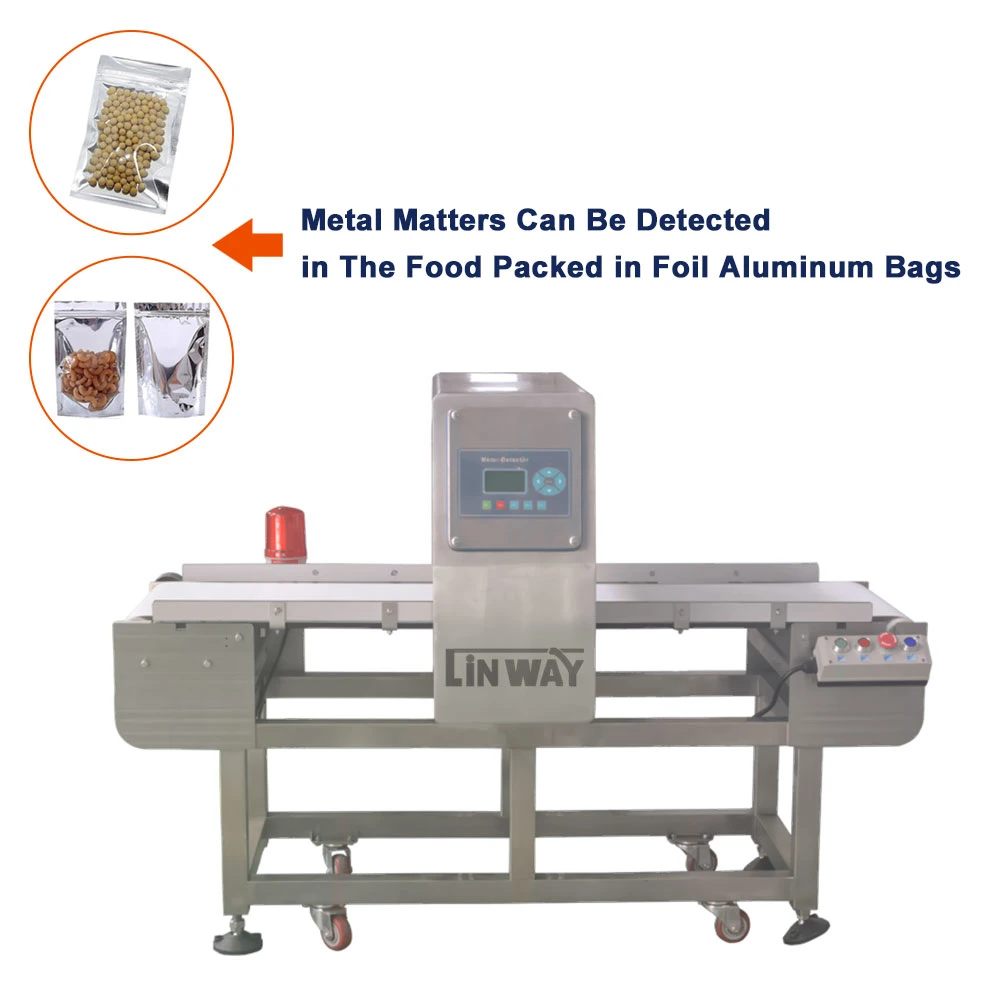 High Sensitivity Food Industrial Metal Detector for Aluminum Foil Bag Pouch Bottle Pack Line