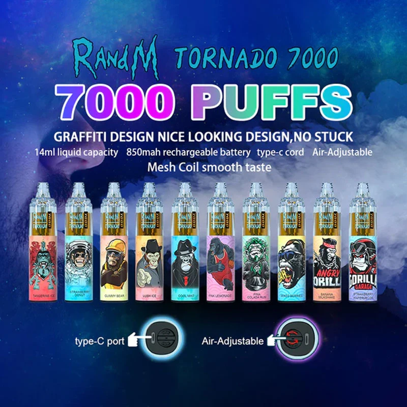 Randm Tornado Factory OEM Multiple Colors Fruit Taste Mesh Coil 7000 Puffs Disposable Cartridge