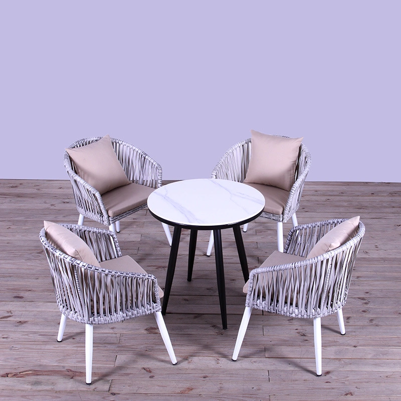 Outdoor Furniture with Durable Rope Woven Chair Commercial Used Restaurant Dining Armchairs