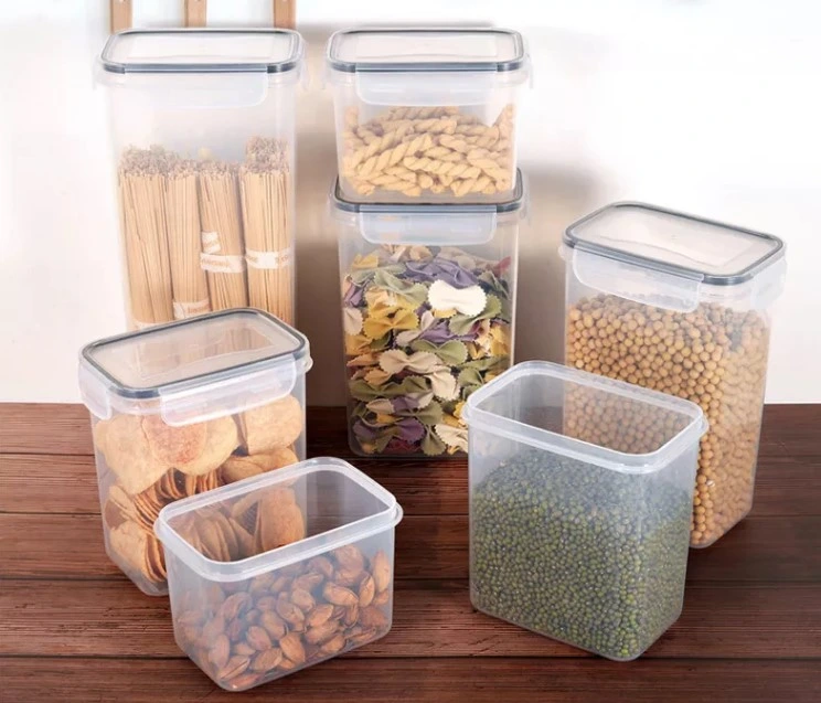 Hot Selling 14PCS Set Hot Sale on Amazon Airtight Food Storage Container with 4 Sides Lock Rectangular BPA-Free PP Plastic Container