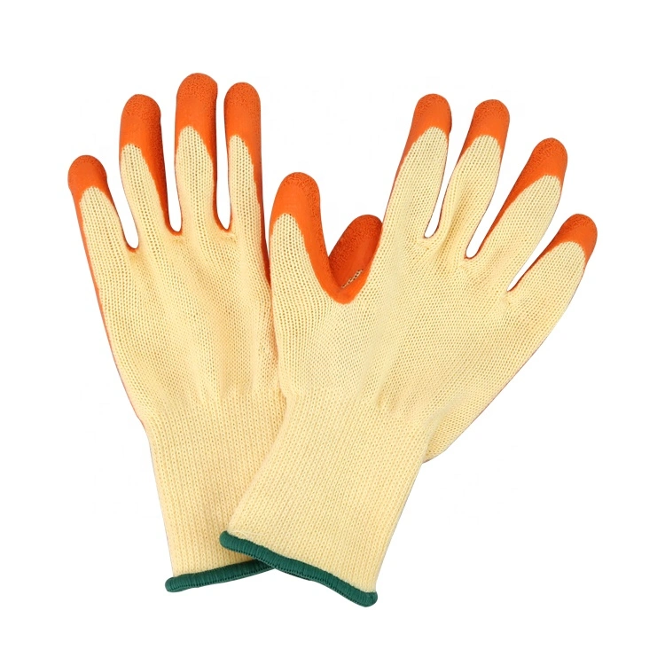 10g Yellow Polyester Cotton Latex Wrinkled Gloves Industrial Safety Hand Products Gloves