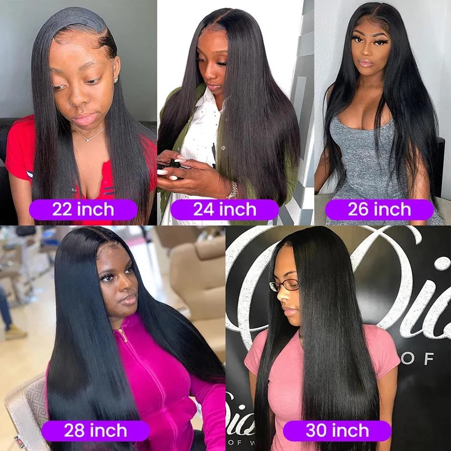 Natural Black 24 Inches Lace Front Wigs Straight Hair Glueless Lace Wigs Synthetic Long Silk Straight Natural Wig