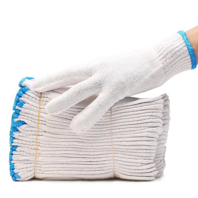 China Wholesale 7/10gauge Industrial/Working/Hand Knitted Guantes Safety Work Glove White Cotton Gloves