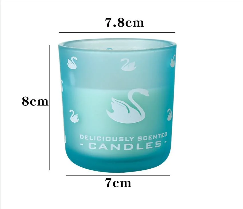 Hot Sale 45 Hour Blue Swan Colorful Wholesale Soy Wax Aluminum Foil Glass Candle for Church Decoration