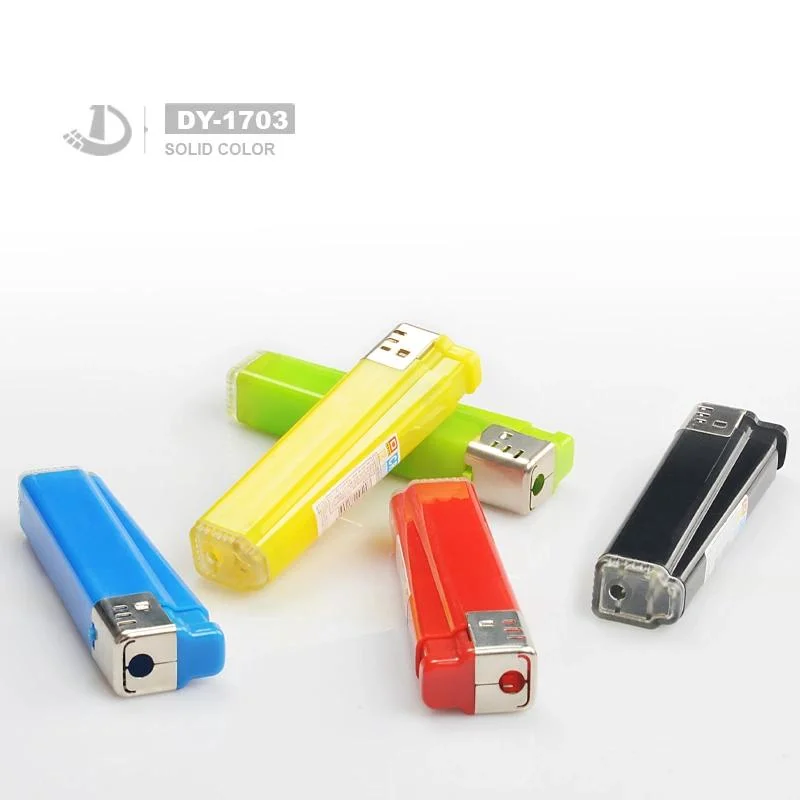 Dy-1703 Manufacture Europe Market Five Colors Unique Plastic Lighter with Disposable &Refillable