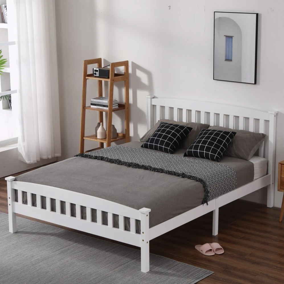 Bedroom Furniture Solid Wood Double Queen Size Pine Bed