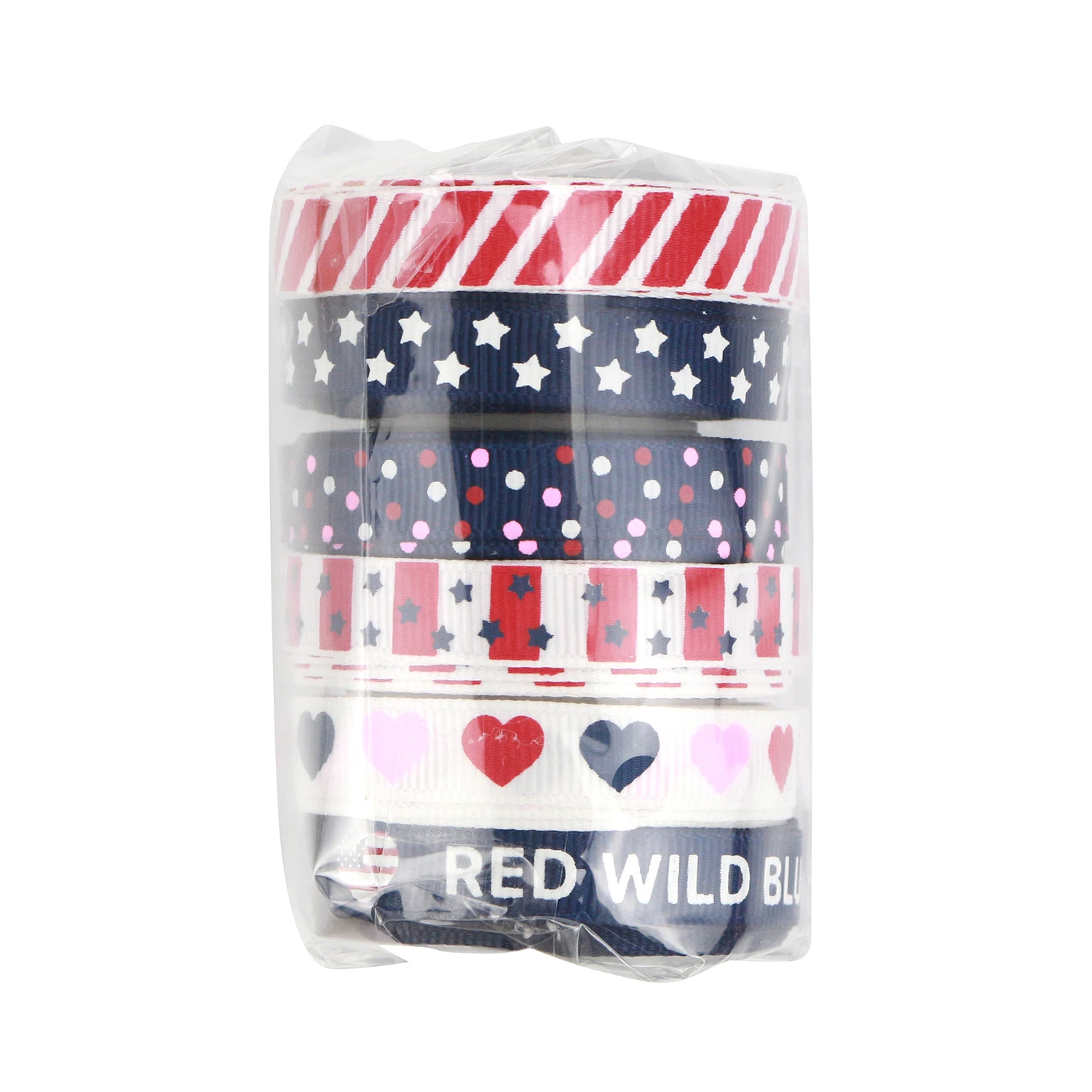 Mudie Ribbon, Independence Day Ribbon, Star Stripe Thread Set Printing Wholesale Heat Transfer Grossgrain Tape