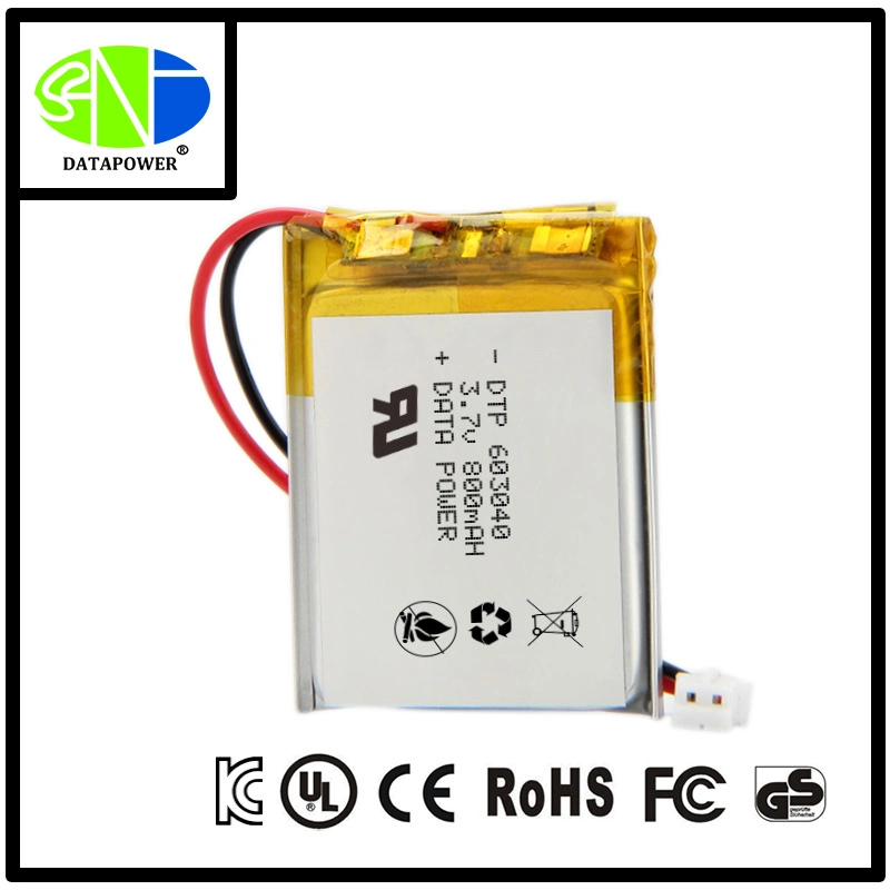 Dtp 603040 3.7V 800mAh Li Polymer Battery with Kc CE RoHS MSDS Bis Certificate