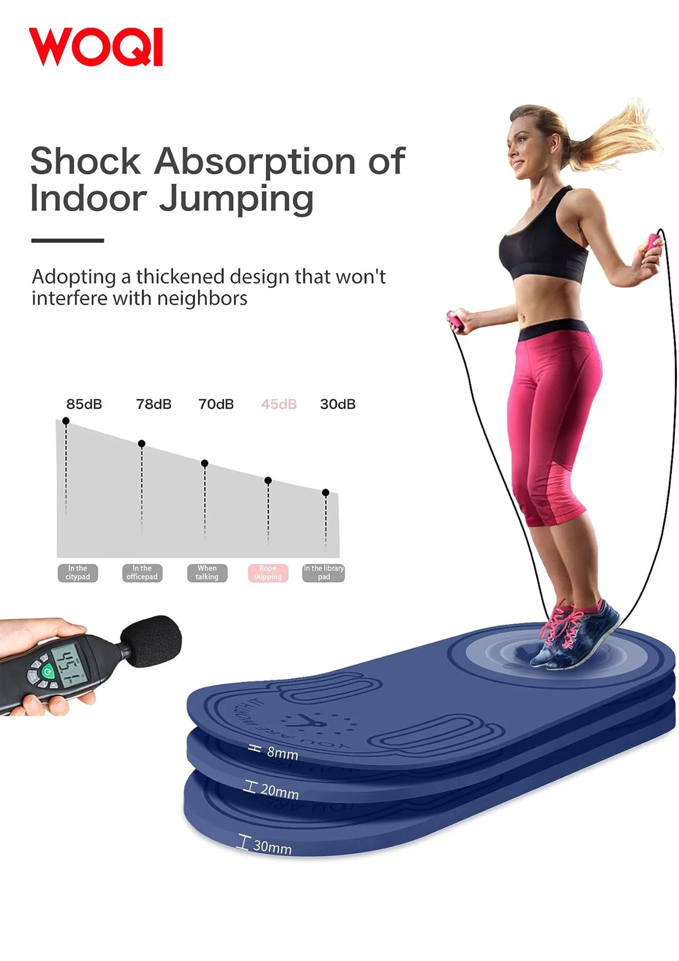 Woqi Shock Absorption Double-Sided Anti Slip Yoga Jump Rope Pad