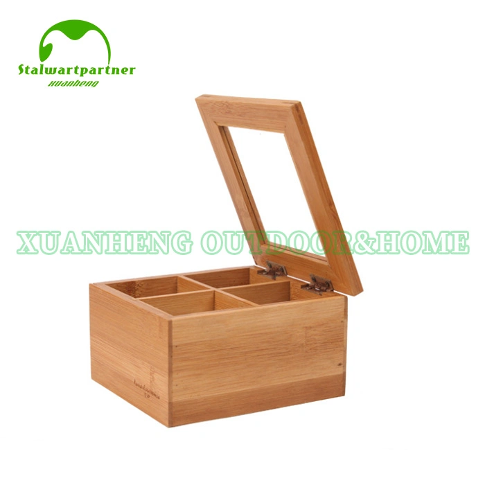 Single Lid Seasoning Salt Spice Bamboo Box