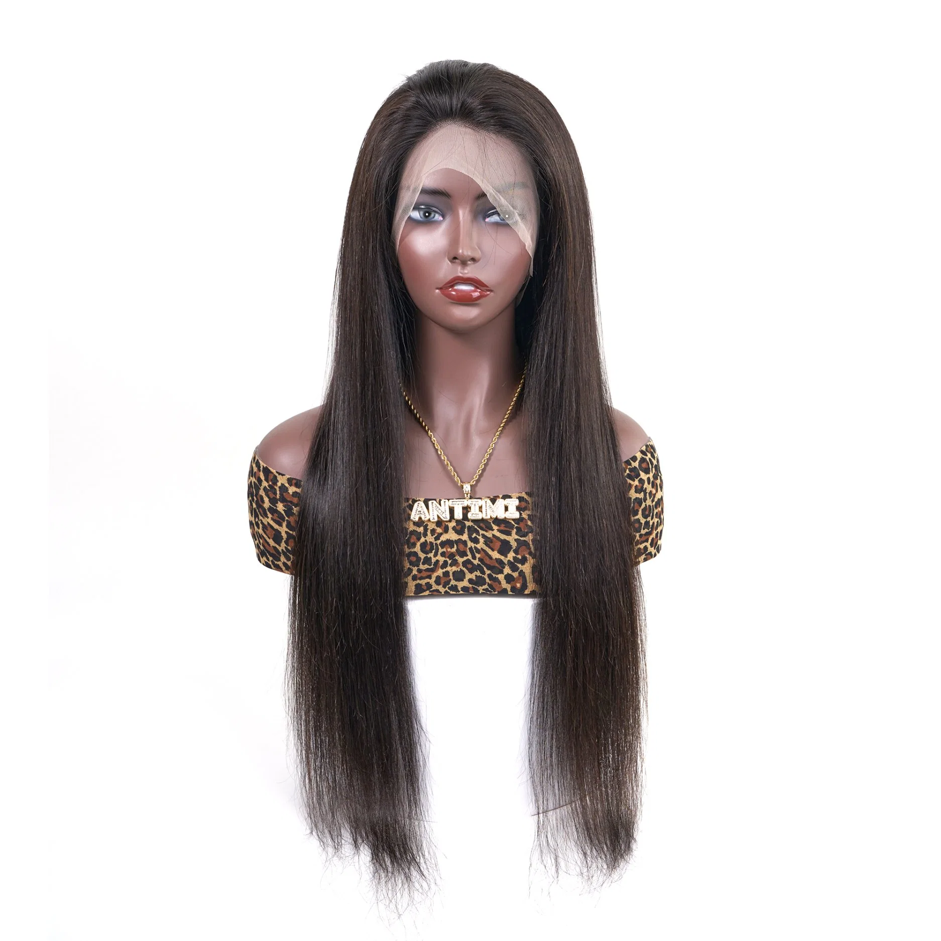 Chine Vente en gros main bon marché fait de la Vierge brésilienne Remy long humain Cheveux Natural Bone Straight 360 Full HD transparent Swiss Lace Perruques avant pour femmes noires