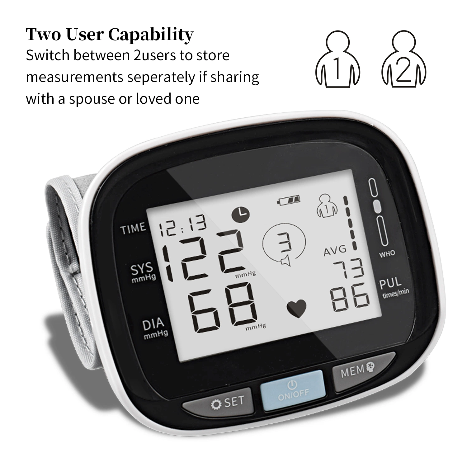 Home Use Voice Automatic Digital Wrist Pressure Large Adjustable Cuff Blood Pressur Monitor