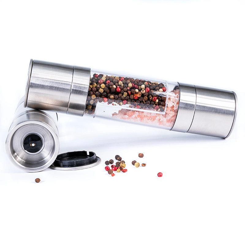 Modern Kitchen Stainless Steel Adjustable Spice Shaker 2 in 1 Salt and Pepper Mill