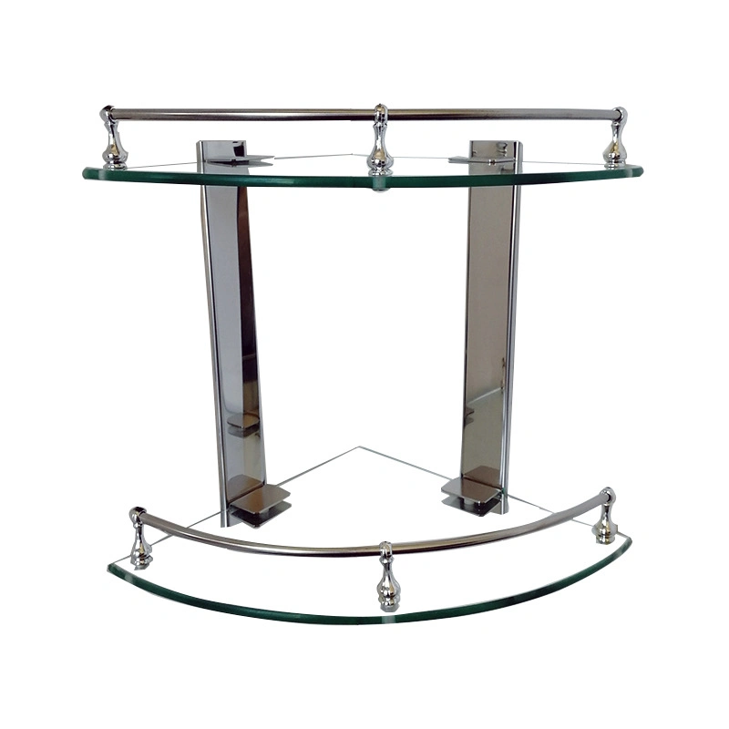 3 Tiers Unit Double Wall Corner Bathroom Shelves Glass Bathroom Corner Shelves