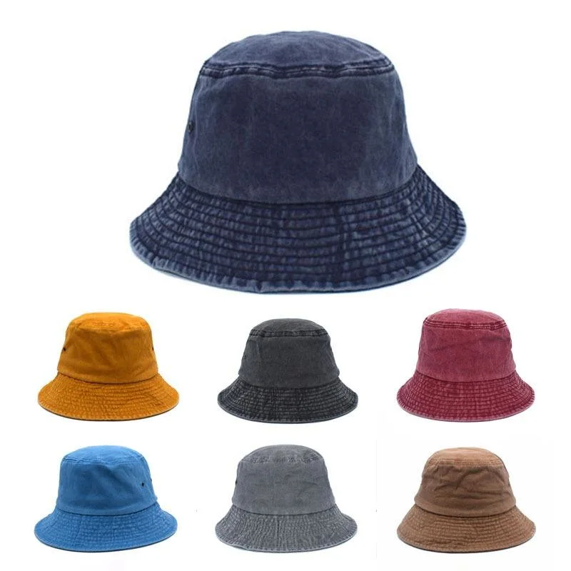 Wholesale Washed Plain Cotton Hat Women Men Four Seasons Custom Design Logo Sun Protection Bucket Hat