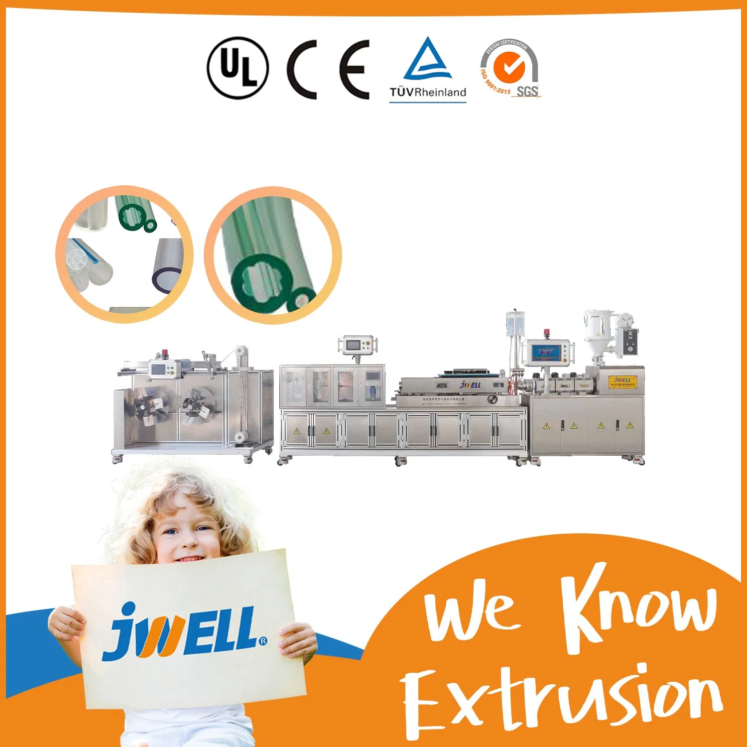 Jwell Medical Pipe Extrusion Line/Plastic Tube Extruder PVC/TPU/EVA Hose Making Machine